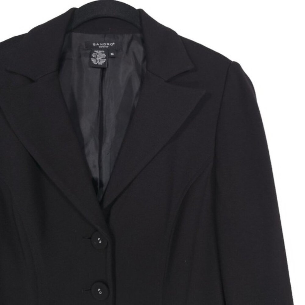 SANDRO Sportswear Classic Black Fitted Three Button Blazer Coat MEDIUM - Picture 7 of 9